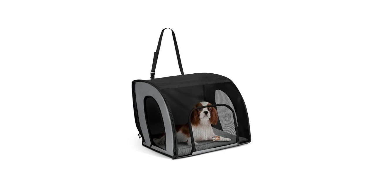 Featured product: K&H enclosed dog car seat that surrounds an anxious dog on all sides (Amazon listing image)